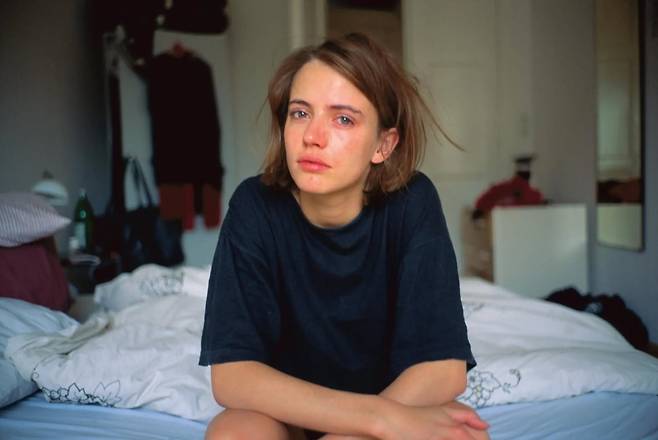 Amanda crying on my bed, Berlin, 1992.