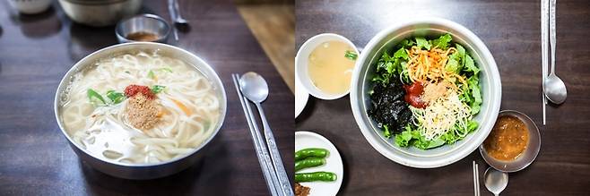 5천원의 행복이라 할만한 초원국수의 칼국수와 비빔국수. 시골친구들이 사랑할만하다. 임경수씨 제공