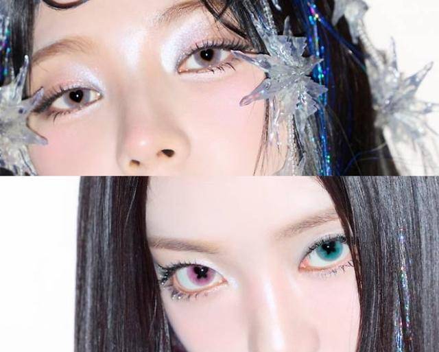 그룹 에스파는 최근 첫 정규앨범 '아마겟돈' 발매를 앞두고 공개한 티저 이미지에서 화려한 그래픽이 돋보이는 패션 렌즈를 착용해 유니크한 분위기를 강조했다. SM엔터테인먼트 제공