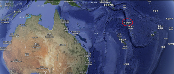 바누아투는 태평양 섬나라로 해발고도가 매우 낮다. [사진=구글어스]