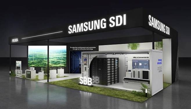 삼성SDI는 ‘코리아 스마트그리드 엑스포 2024’에서 다양한 에너지저장장치(ESS)용 배터리 라인업을 선보였다. 사진=삼성SDI
