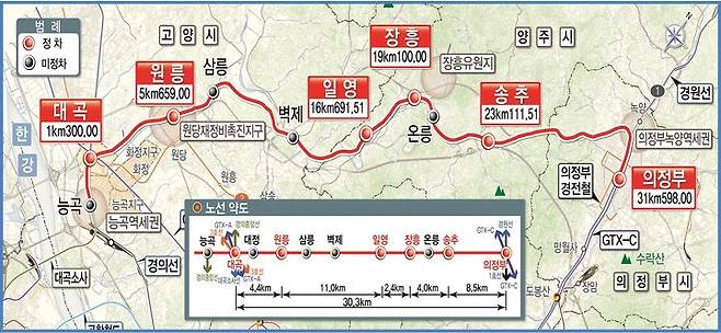 [서울=뉴시스] 사진은 올 12월 재개통되는 교외선 노선도. 2024.05.13. (사진=국가철도공단 제공) photo@newsis.com *재판매 및 DB 금지