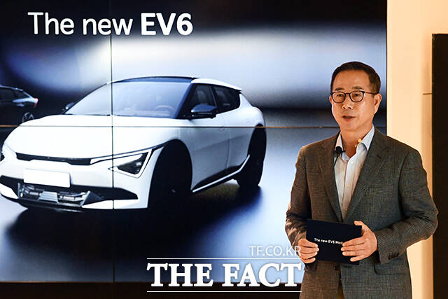 정원정 기아 부사장은 13일 서울 압구정동에 위치한 '기아 360'에서 '더 뉴 EV6 미디어 발표회'를 가지고 전기차 비전에 대해 소개하는 자리를 가졌다. /서예원 기자