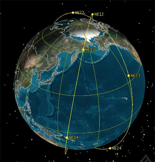 지난달 24일 1호기가 발사된 초소형 군집위성 '네온샛'이 임무 수행을 위해 움직일 궤도. 과학기술정보통신부 제공