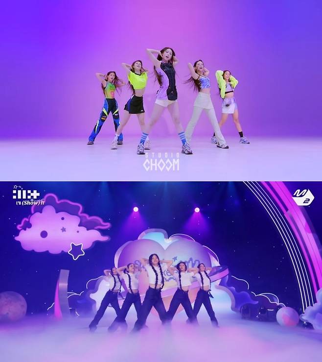 (위) 유튜브 채널 ‘스튜디오 춤’ 뉴진스 ‘Attention’ (아래) 유튜브 채널 ‘M2’ 아일릿 ‘My world’