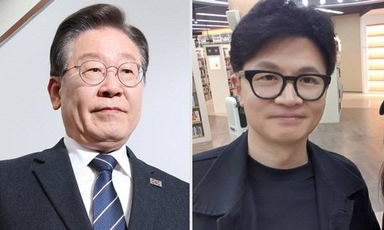 왼쪽부터 이재명 더불어민주당 대표, 한동훈 전 국민의힘 비상대책위원장.<연합뉴스 사진·온라인 커뮤니티 제보 네티즌 셀카 사진 갈무리>
