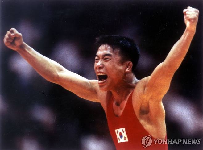 1996년 애틀랜타 올림픽서 금메달을 딴 심권호 [연합뉴스 자료사진]>