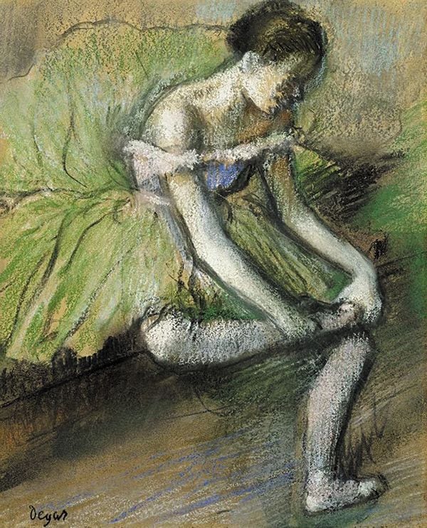 프랑스 화가 드가가 1896년에 그린 파스텔 그림 〈녹색 발레 스커트를 입은 댄서〉. /버렐 컬렉션 글래스고 미술관