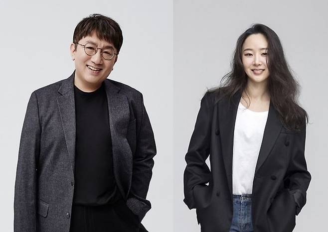 방시혁 하이브 이사회 의장(좌), 민희진 어도어 대표(우). [사진 = 하이브, 어도어]