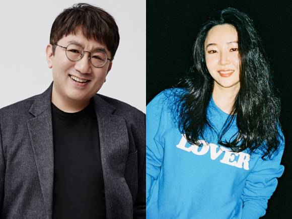 방시혁 하이브 의장(왼쪽), 민희진 어도어 대표 [사진=하이브, 정소희 기자]