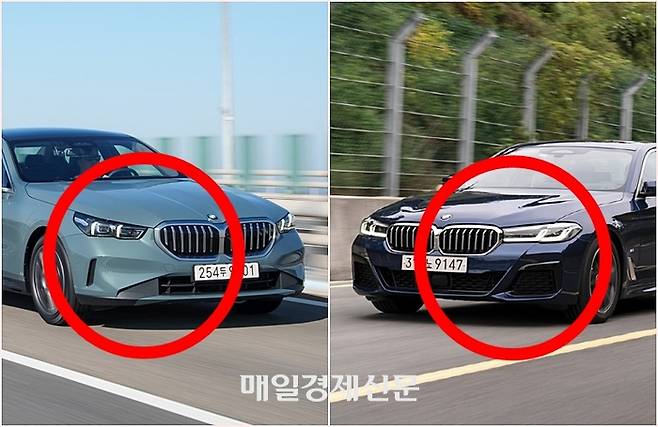 BMW 5시리즈 신형(왼쪽)과 기존 모델 [사진출처=BMW]