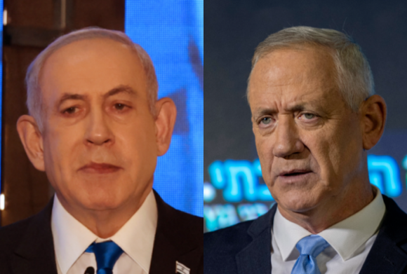 베냐민 네타냐후(왼쪽) 이스라엘 총리·베니 간츠(오른쪽) 이스라엘 국가통합당 대표.  UPI·AP 연합뉴스