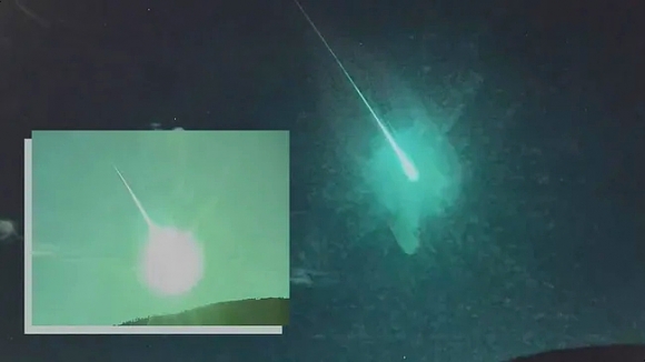 스페인의 ESA 카메라가 5월 18일 포착한 포르투갈 상공에서 불타는 밝은 화구(火球). 출처=ESA