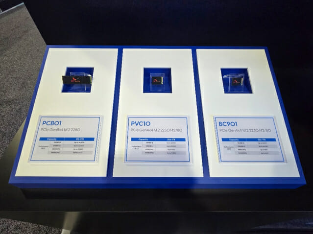 DTW 24에 전시된 SK하이닉스의 cSSD PCB01, PVC10, BC901 제품(사진=SK하이닉스)