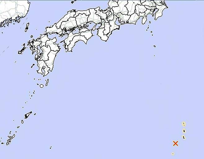 일본 오가사와라 제도 지진 발생 지점 [일본 기상청 홈페이지 캡처]