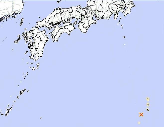 일본 오가사와라 제도 지진 발생 지점 [일본 기상청 홈페이지 캡처. 재판매 및 DB 금지]