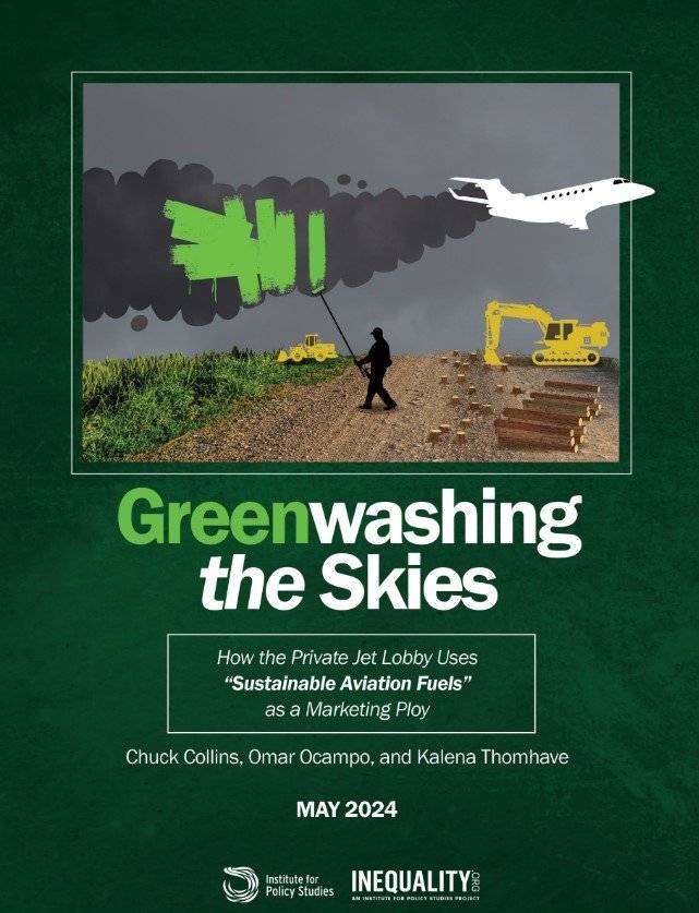 미국 IPS는 지속가능 항공유가 친환경 항공의 해법이라는 주장을 정면으로 반박하며 항공업계의 ‘그린워싱(친환경 위장술)’이라고 비판한다. 마치 SAF만 넣으면 탄소배출 없이 비행할 수 있는 것처럼 착각하게 만든다는 지적이다. IPS 보고서 표지