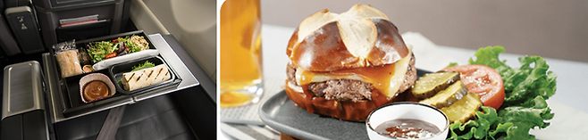 (좌) 에어 캐나다 기내식 (우) 유나이티드 항공사 기내식 / 사진=각 사 홈페이지