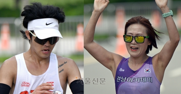 10㎞ 코스 남녀 우승자 - 김재민(왼쪽)씨·윤은경(오른쪽)씨