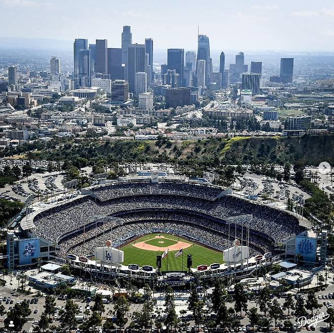 21일(한국 시간) LA 다저스 공식 SNS가 공개한 이날 다저스타디움의 모습. /사진=LA 다저스 공식 SNS