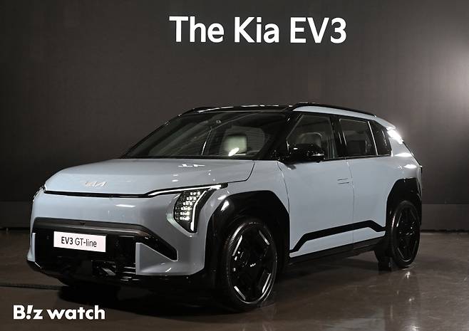 기아 EV3 GT라인. 내년 하반기 출시 예정이다./사진=이명근 기자 qwe123@