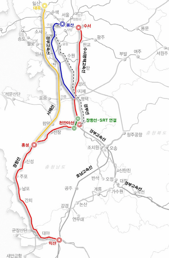 장항선·고속철도 연결 위치도. 사진=충남도 제공.