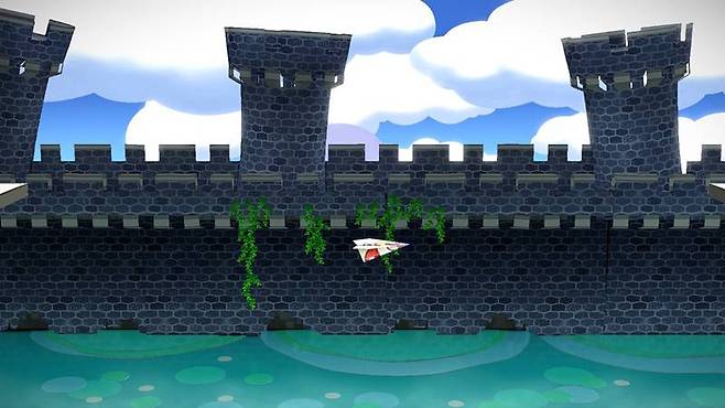 마리오가 종이비행기로 변했다.