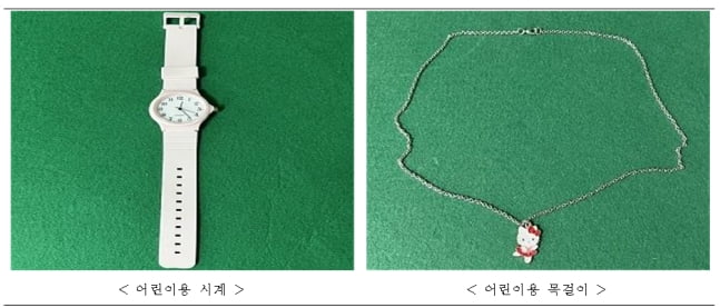 기준치를 넘는 중금속이 검출된 중국 직구 플랫폼의 어린이용 장신구 /사진=서울시 제공