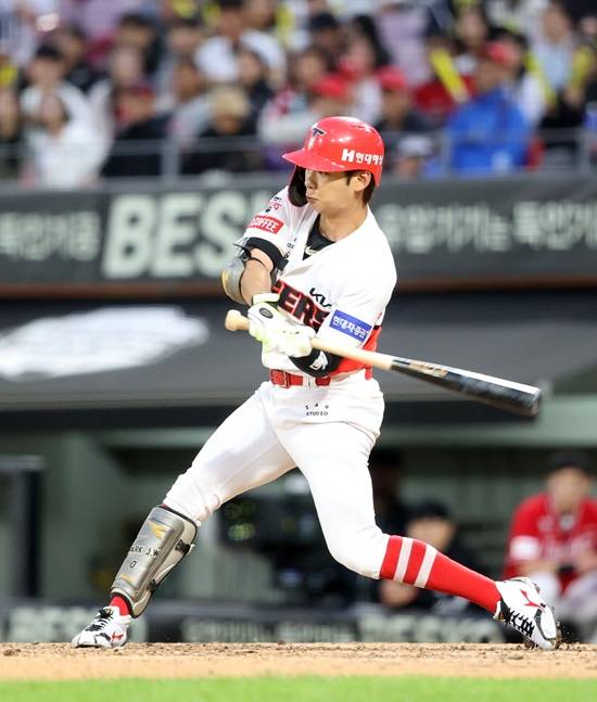 KIA 타이거즈 외야수 박정우. 5월 23일 사직 롯데 자이언츠전에 9번타자 겸 중견수로 선발출전 기회를 얻었다. 사진 KIA 타이거즈