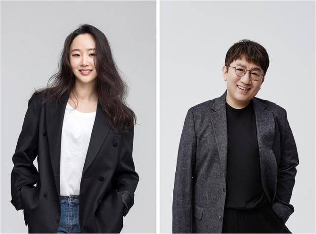 민희진(왼쪽) 어도어 대표와 방시혁 하이브 의장. 하이브, 어도어 제공