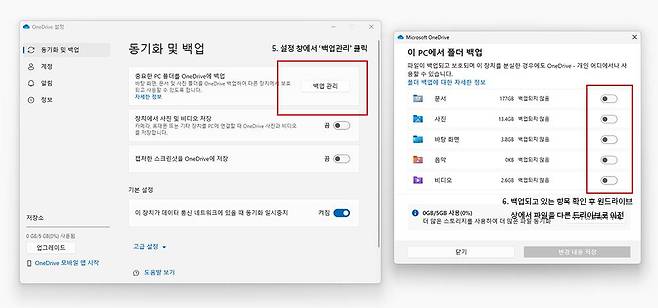 백업 관리 항목에서 어떤 항목이 백업되고있는지 확인한다 / 출처=IT동아