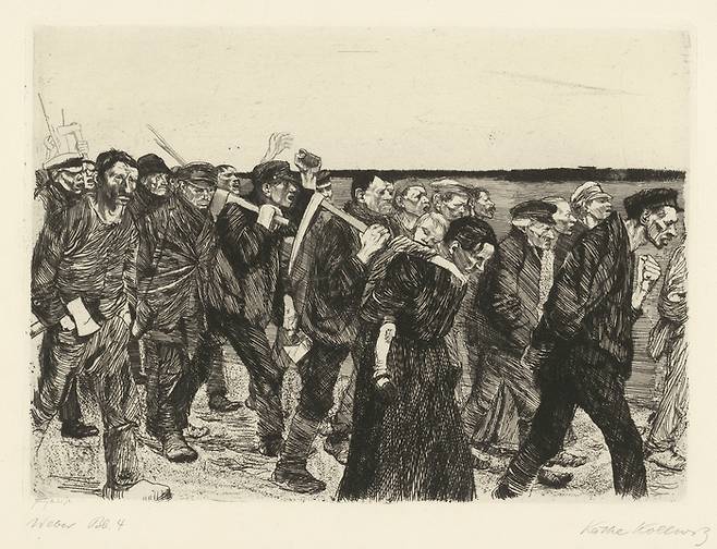 케테 콜비츠, ‘직조공 봉기’ 연작 중 ‘직조공의 행진’, 1893~1897