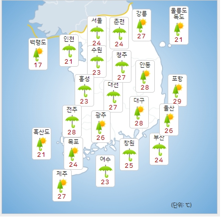 ⓒ기상청: 오늘(26일) 오후 전국날씨