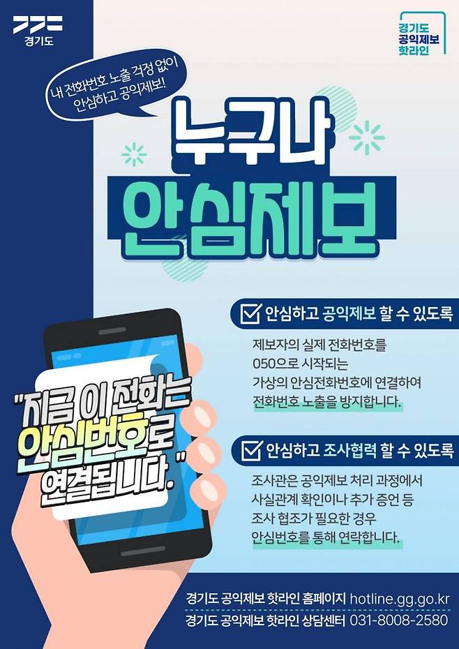 경기도의 '누구나 안심제보 서비스' 포스터