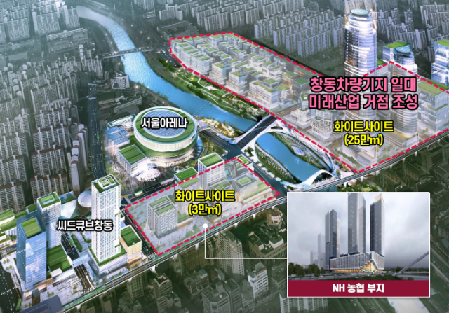 서울시의 지난 3월 강북 대개조 발표 내용 중 노원구 창동차량기지 일대 개발 구상도. 사진제공=서울시