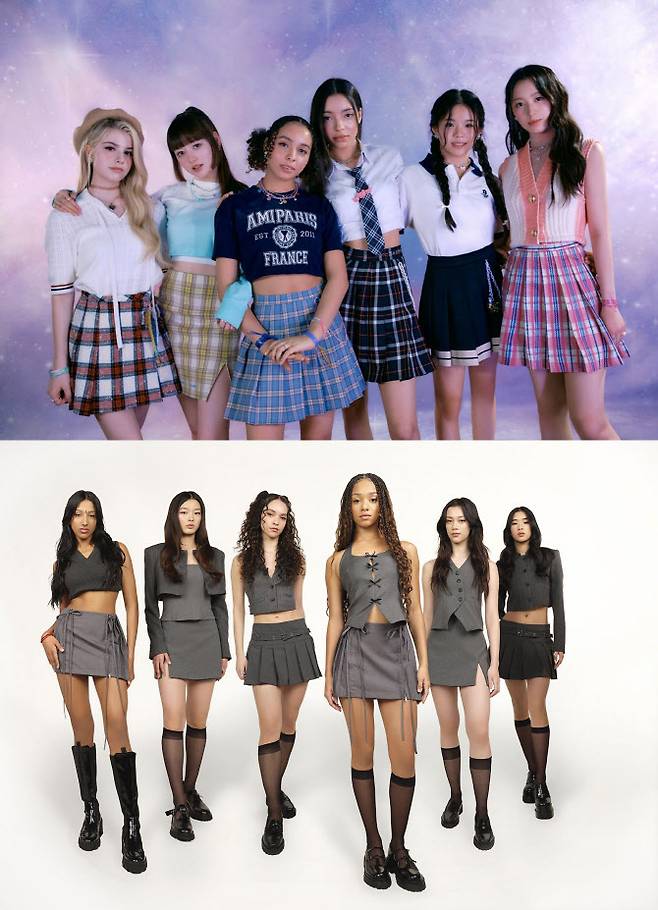 JYP 미국 걸그룹 비춰(위)와 하이브 다국적 걸그룹 캣츠아이(사진=JYP·하이브)