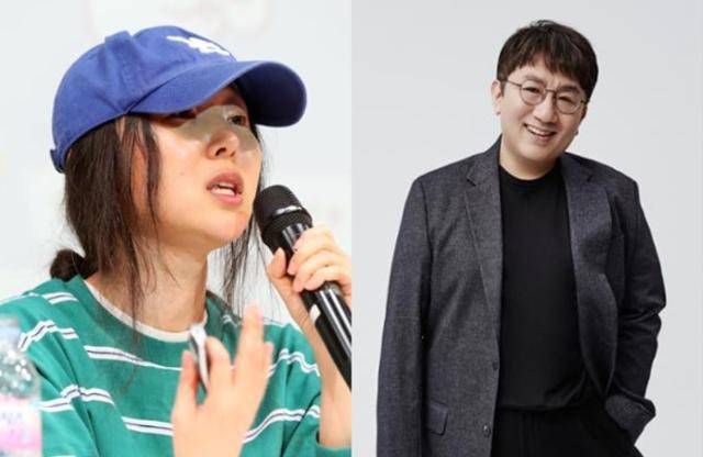 민희진(왼쪽 사진) 어도어 대표와 방시혁 하이브 의장. 한국일보 자료사진·하이브 제공