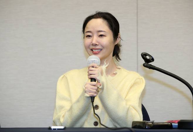 민희진 어도어 대표가 31일 서울 중구 프레스센터에서 어도어 임시주주총회 관련 기자회견을 하고 있다. /장련성 기자