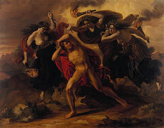 카를 랄, '복수의 여신들에게 쫓기는 오레스테스', 1852년경, 캔버스에 유채, 154x202cm, 아우구스투스움