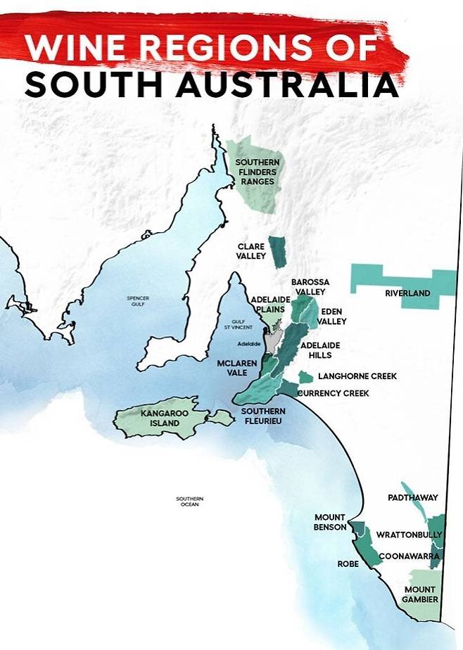 남호주 주요 와인산지.