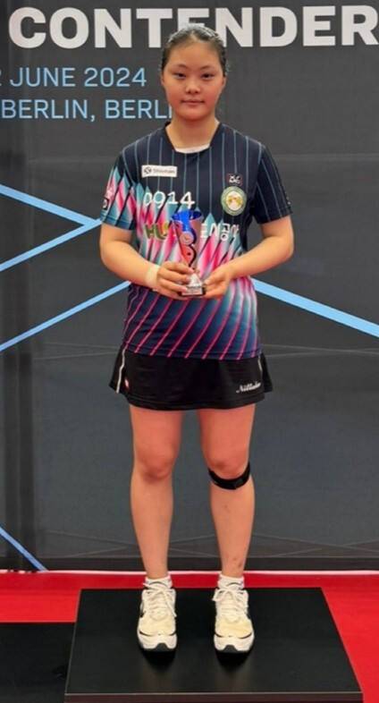 ‘2024 월드테이블테니스(WTT) 유스 컨텐더 베를린’ 여자 U-17 단식서 우승한 유예린.화성도시공사 제공