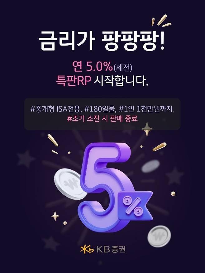 KB증권, 세전 연 5% ‘중개형 ISA 전용 특판