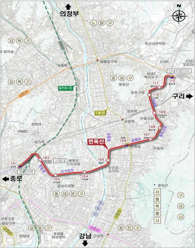 [면목선 경전철 사업이 기획재정부 제4차 재정사업평가위원회 예비타당성조사 심의 결과 최종 통과했다. 서울시 제공