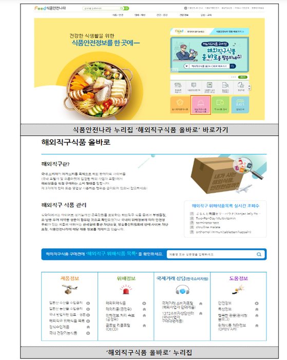 해외직구식품 올바로 누리집. 식약처