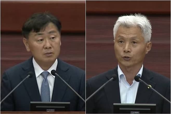 김관영 전북특별자치도지사(왼쪽)와 염영선 전북특별자치도의원. 전북특별자치도의회 제공