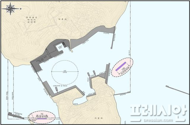 ▲거문도항 신규 방파제 건설 위치ⓒ여수해수청