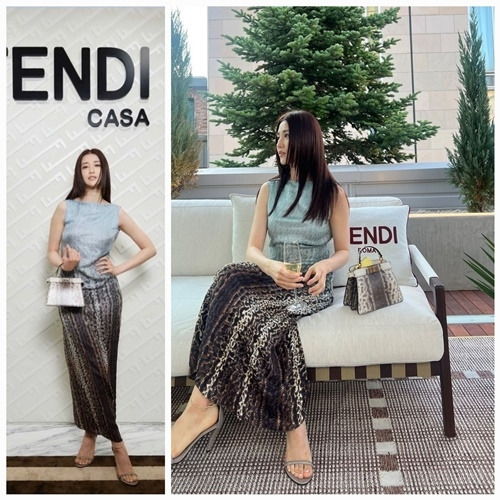 박하선이 고급스러운 FENDI CASA 오프닝 파티에서 세련된 패션을 선보였다. 사진=박하선 SNS