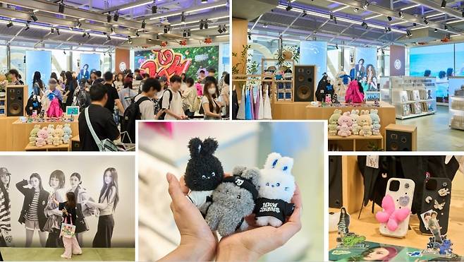 걸그룹 뉴진스가 뜨거운 글로벌 인기를 모으면서 이들의 MD상품을 판매하는 팝업스토어 ‘하우 스위트 팝업’도 연일 매진 행렬을 기록하고 있다. 사진은 팬들로 꽉 찬 행사장 내부 모습. 사진제공｜IPX