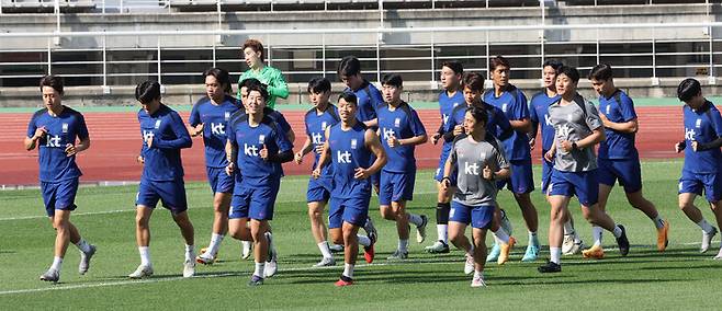 손흥민, 황희찬 등 한국 축구 대표팀이 2026 북중미월드컵 2차 예선 중국과 최종전(9일)을 앞두고 9일 경기 고양종합운동장에서 훈련하고 있다. 연합뉴스