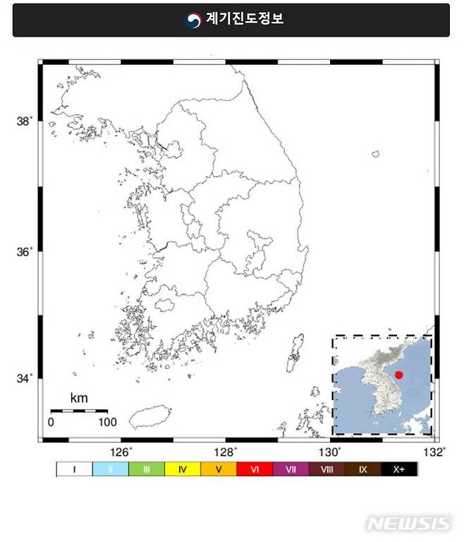 [서울=뉴시스]기상청은 8일 오후 11시4분께 북한 강원 회양 동쪽 138㎞ 해역에서 규모 2.2의 지진이 발생했다고 밝혔다. (사진 = 기상청 홈페이지 캡처) 2024.06.08.photo@newsis.com